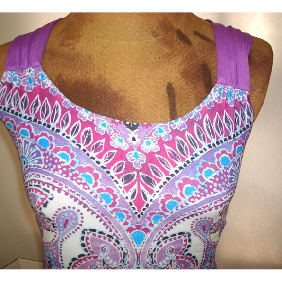 NWT Womens PrAna Yoga USA Cross Strap Top Bra New Phoebe S Purple Blue White - Picture 5 of 6